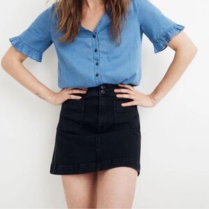 Madewell Black Denim A-Line Mini Skirt with Pockets Black Mini Skirt